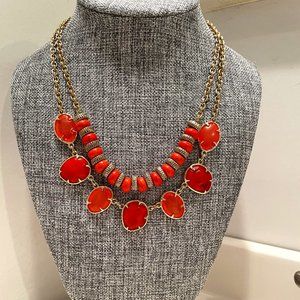 Chico's Double Strand Gold And Orange Necklace